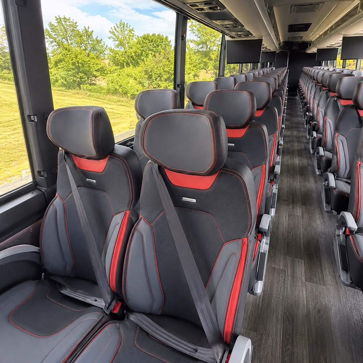 56 passenger charter bus inside